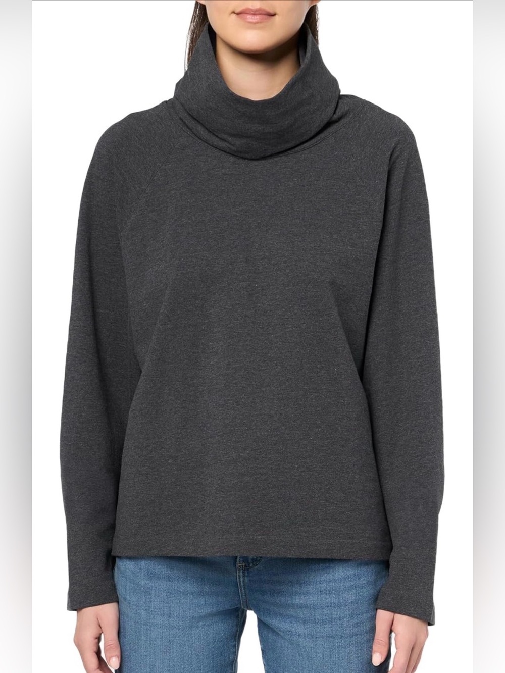 Norma Kamali Charcoal Gray Cowl Turtleneck Sweater